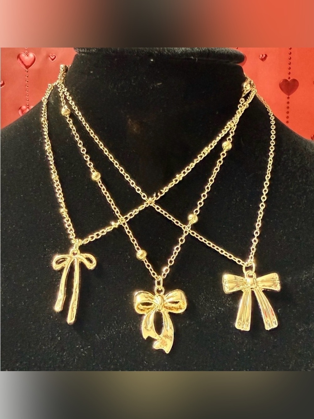Gold Bow Necklaces - Fashion Jewelry Choice of 1